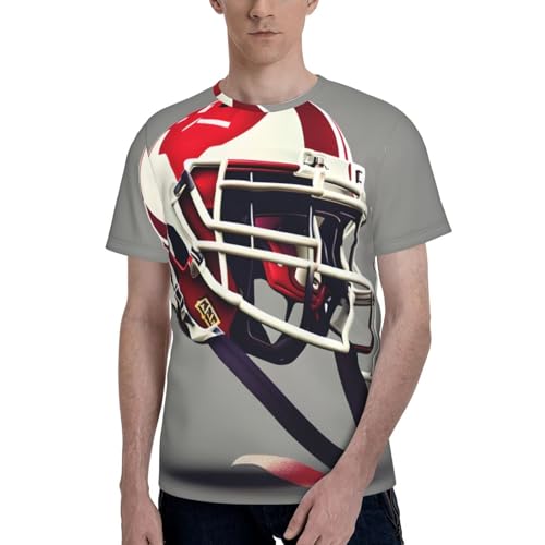 axzttupy Camiseta de manga corta con estampado de fútbol americano para hombre, cuello redondo, para oficina, atletismo, uso diario, Negro, L