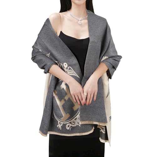EXTREE Pashmina Silk Shawl for Women, Abq-Black