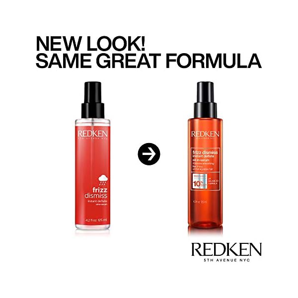 Redken Frizz Dismiss Instant Deflate Oil-In-Serum | For Frizzy Hair | Enhances Smoothness & Shine | With Babassu Oil | Sulfate Free | Packaging May Vary, 4.2 Fl Oz
