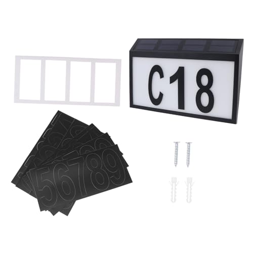 LIFKOME 1 Juego Placa de Número Solar para Casa con Luz LED de Letras y Resistente al Agua y Material para Exteriores y