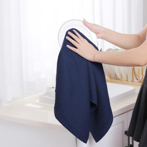 Image of Homaxy 100% Cotton Waffle Weave Kitchen Dish Towels 6-Pack, Dark Navy | 13 x 28 Inches, Ultra Soft Absorbent Dish Towels, Quick Drying Cleaning Towels