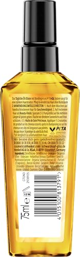 Gliss Kur Hair Oil Daily Oil Elixir (75 ml), Hair Oil for Dry Hair Nourishes and Refines Hair Without Oily Residue, Contains Argan Oil and Vitamin E