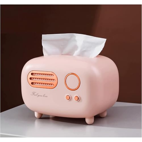 Image of INKULTURE Vintage Retro Tissue Box Holder for Home Kitchen Dining Table & Paper, Living Room, Bedroom & Desktop Tissue Storage Organizer | Pink | Pack of 01