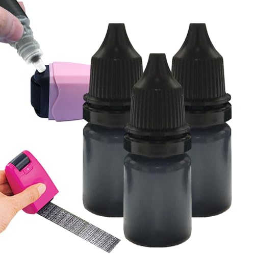 dmqdu Schnell trocknende Stempelfarbe, Schwarze Stempeltinte,Schnell trocknende Stempelfarbe Ersatztinte | 10 ml Stempelzubehör, Nachfülltinte für Stempel
