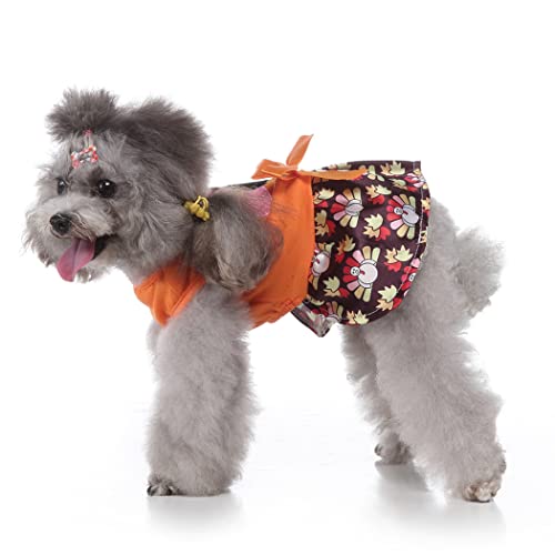 XIAOYU Halloween Thanksgiving Christmas Pet Clothes Dog Turkey Dresses with Bowtie for Small Dogs Cats(M) - Image 4