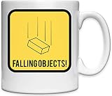 Generic Warning Sign Parody Falling Objects Brick Logo Tazza in Ceramica Bianca Bianca One Size