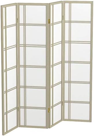 Miniatura 4 de Red Lantern Divisor de habitación Shoji de doble cruz de 6 pies de alto, color gris