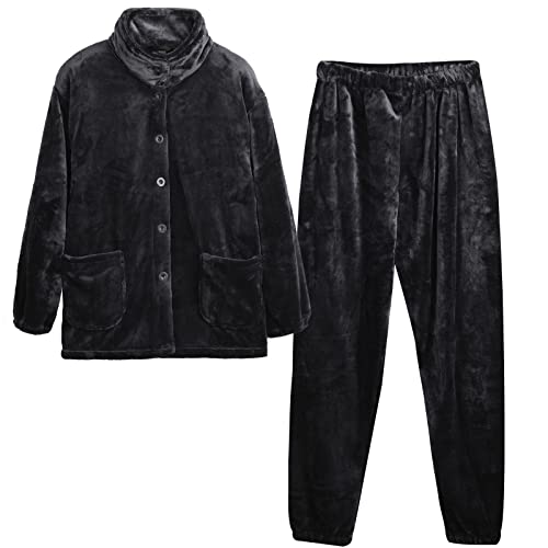 [ヒルトップクラウド] パジャマ レディース 冬 もこもこ ルームウェア 着る毛布 タートルネック 前開き 長袖 上下セット 裏起毛 あったかい 厚手 ゆったり 可愛い 部屋着 秋冬の商品画像（Amazon）