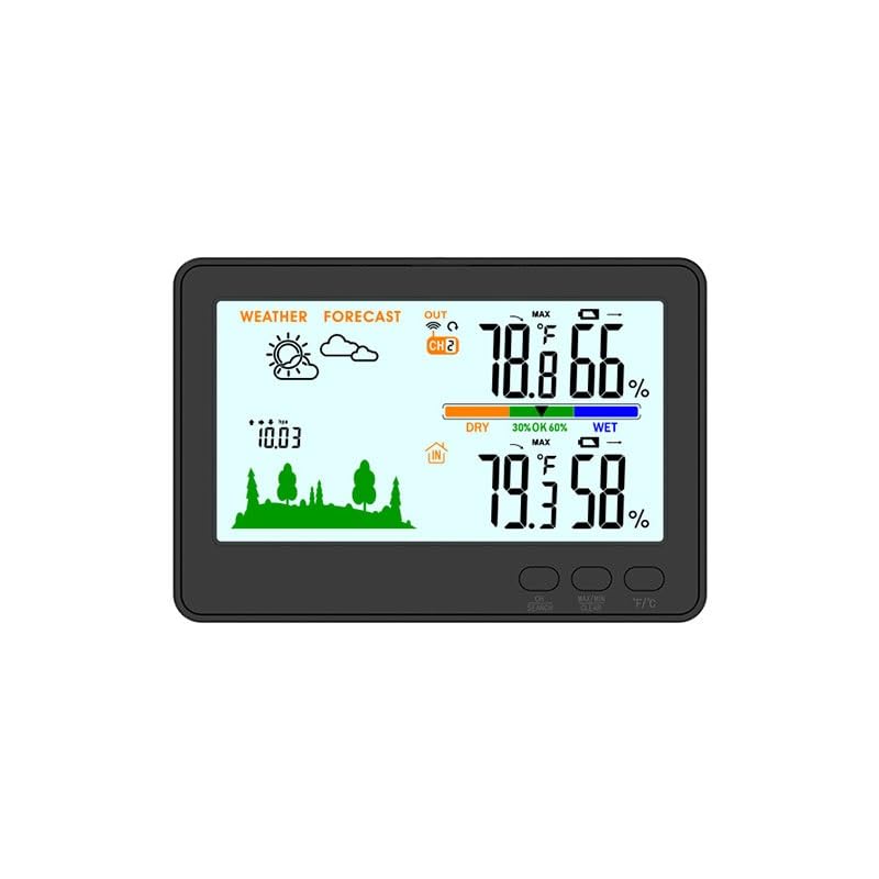 Wireless Color Screen Indoor Outdoor Temperature Humidity Meter with Weather Forecast for Home Use