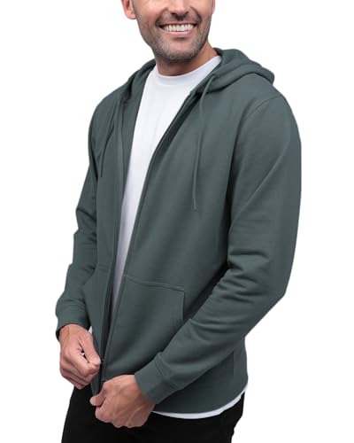 INTO THE AM Premium Zip Up Hoodies for Men S - 4XL Casual Lightweight Fitted Full Zip Sweatshirt