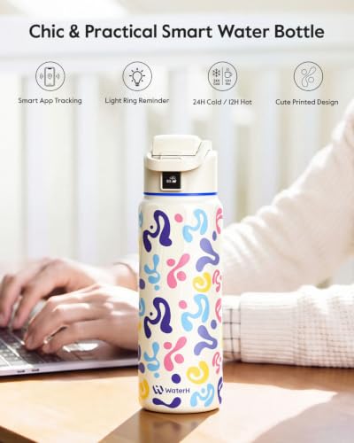 Image of WaterH BOOST Smart Water Bottle Tracker with Reminder to Drink Water, 32oz | Double Wall Vacuum Insulated Stainless Steel, BPA-Free, Leakproof, Wide Mouth for Office, Back to School Supplies