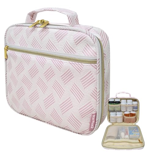 StarPlus2 Medium Travel Pill Bottle Organizer, Slim Medicine Bag, Carrier for Medications and Medical Supplies - Jacquard Pink