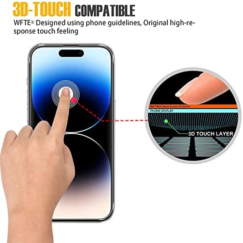WFTE [2-Pack Screen Protector for iPhone 14 Pro,Anti-Scratch,High Transparency,Anti-fingerprint,Bubble-Free,Dust-Free Premium Screen Protector Tempered Glass For iPhone 14 Pro