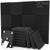Schalldämmung Wand, Akustikschaumstoff Flammhemmendem Hoher Dichte,Schallabsorber,Schallschutzmatte,Schallschutz Schaumstoffplatte für Live-Studios,Aufnahmestudios,Büros,Heimstudios 24Stück