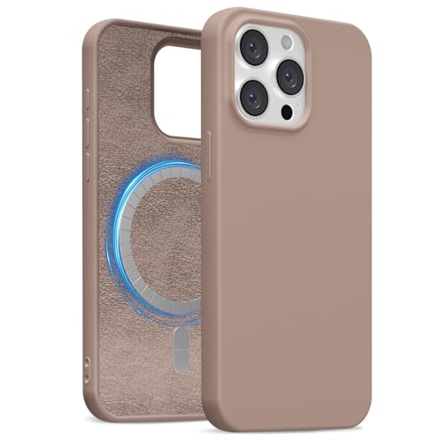 uvcoat for iPhone 14 Pro Case Silicone Compatible with Magsafe Case, Ultra Slim Thin Magnetic Phone Cases Mag Safe, Cute Soft Rubber Gel TPU Matte Plain Wireless Charging Cover for Women, Brown