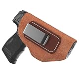 Made in USA Suede Leather Concealed Carry Holster | Compatible with Glock 42 & 43 | Sig Sauer P365 | Springfield Hellcat | Ruger LC9, LC9s | The Ultimate Suede IWB Holsters | Standard Brown Right Hand