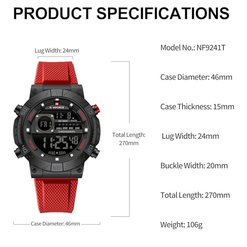 Image of NAVIFORCE NF9241T Dominant Multifunctional Silicone Strap Sport Digital Watch