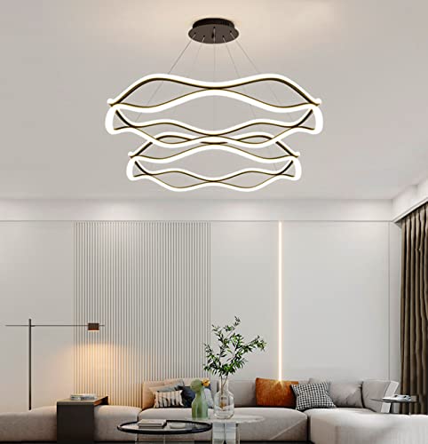 Dolria 39Inch Led Chandelier Modern Ring Light Pendant Lighting Fixture Dimmable Ceiling Light Lamp With Remote Control Chandeliers For High Ceiling Living Room Dining Room Foyer Aluminum Light #TOP12