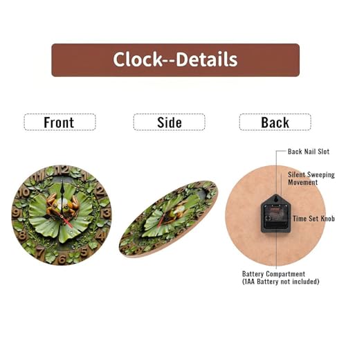 Reloj de pared decorativo 10 pulgadas hojas verdes miniatura 6
