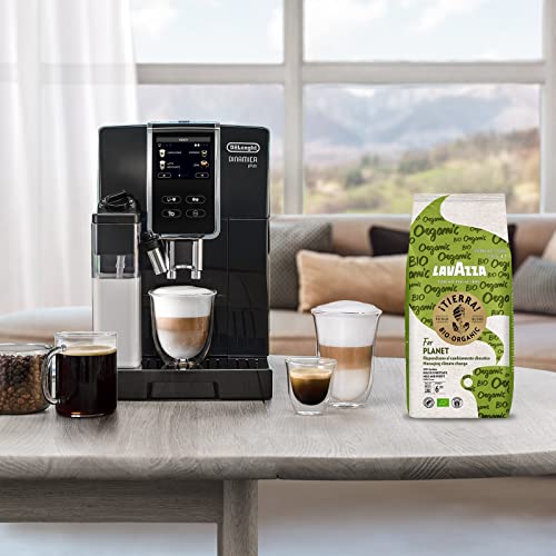 De'Longhi Dinamica Plus ECAM 370.70.B & Lavazza Kaffeebohnen im Set, Kaffeevollautomat mit LatteCrema Milchsystem und Farbdisplay inkl. 1 kg Lavazza ¡Tierra! For Planet, Schwarz – Bild 6