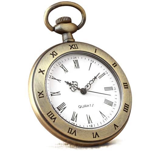 Image of Vintage Pocket Watches for Men with Chains, Analog Pocketwatch for Women Roman No. Gifts for Dad /Grandpa Gifts for Him for Birthday
