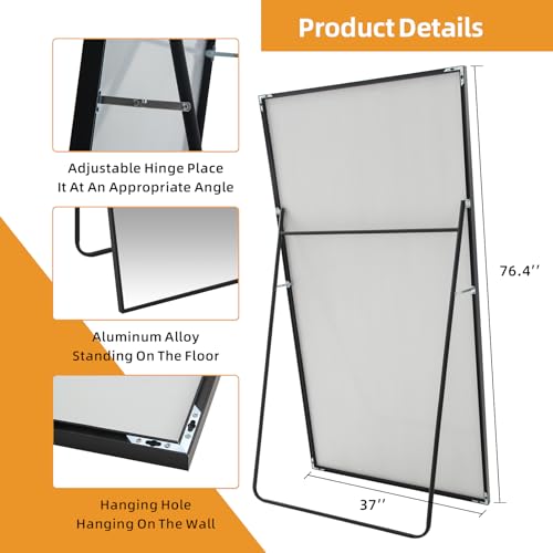 Image of LFT HUIMEI2Y 76.4 inchx37 inch Full Length Mirror, Black Floor Mirror