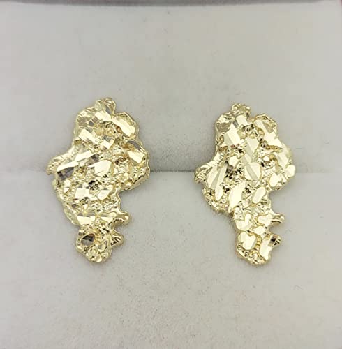 Mens 10k Yellow Gold Nugget Earrings2