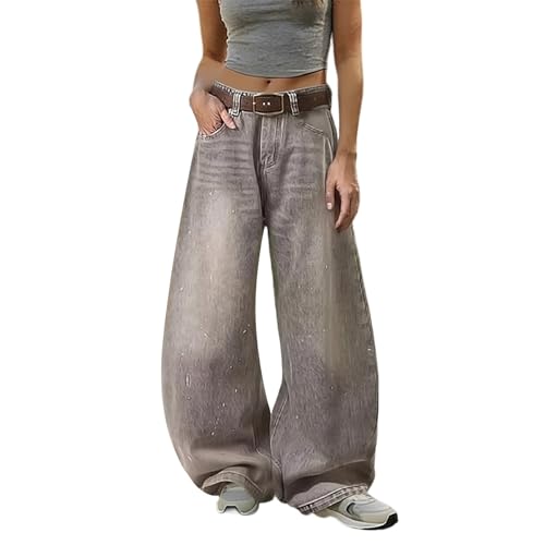 Jean barrel Y2K pour femme : le pantalon en denim baggy stretch à taille haute indispensable
