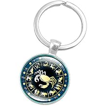 Retro Personalized Zodiac Sign Key Chain Jewelry Horoscopes Star Signs Tag Key Rings Medallion Constellation Jewelry
