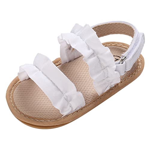 Baby Girls Sandals Non Slip Open Toe Shoes Ruffle Bowknot Outdoor First Walkers Toddler Girls Softy Shoes For Summer