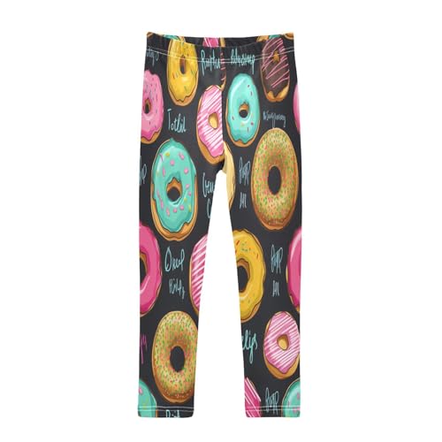 Bolaz Toddler Girls Leggings Printed Yoga Pants Leggings Yellow Pink Green Donut for Kids