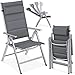 Produktbild KESSER® Gartenstuhl - Gepolstert Hochlehner Alu Stühle klappbar Lehne - 7-Fach verstellbar Rückenlehnen - Klappsessel Klappstühle Aluminium  Wetterfest, Grau