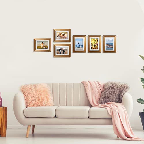 Mebrudy 4X6 Picture Frames (Gold, 6 Pack), Display Pictures 4X6 With Mat Or 5X7 Without Mat, Photo Frames For Wall Mount Or Table Top #TOP3