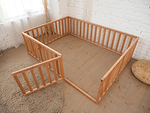 Busywood Montessori Floor Bed - Toddler Bed - Play Pen - Kids Furniture - Toddler Bed Frame - Wood Frame - Twin Bed Rails For Toddler - Montessori Furniture (Model 6.2) #TOP5