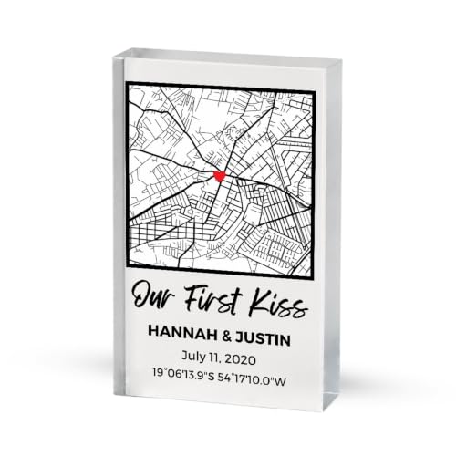 NEXT DAY SHIP Custom Our First Date Map Block - Couples Map Where It All Began Gift for Her Acrylic Plaque Custom Location Couples Gift Gifts for Wife and Husband Anniversary Valentines Day