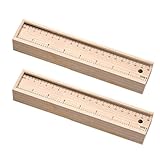 STOBAZA Juego de 2 Cajas de Madera Tipo Cajón para Lápices y Crayones, Estuche Escolar Resistente Gran Capacidad, Diseño Rectangular Sólido, Adecuado para Organización de Papelería