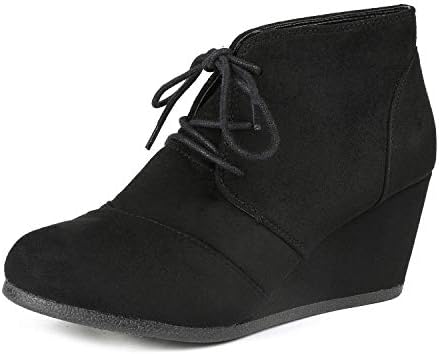 DREAM PAIRS Women’s Casual Fashion Lace Up Low Wedge Heel Booties Shoe