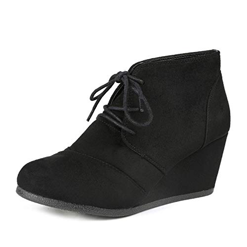 DREAM PAIRS Women's Wedge Boots Casual Fashion Lace Up Low Heel Ankle Booties Shoes