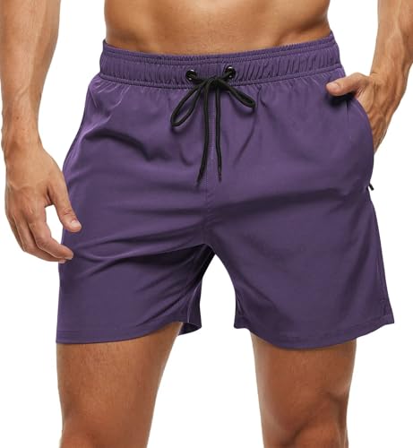 Image of Tyhengta Men's Swim Trunks Quick Dry Beach Shorts with Zipper Pockets and Mesh Lining