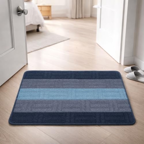 Image of DecorTwist PVC Door Mat 60x40 cm | Heavy Duty Indoor Outdoor Entrance Mat | Anti-Slip Rubber Back | Waterproof, Dust & Dirt Trapping | Non-Slip Mat for Home & Office | Style 5 Blue | Pack of 1