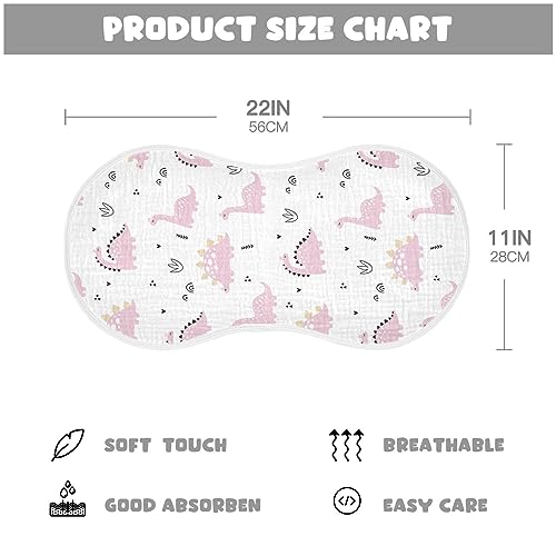 Image of Muslin Baby Burp Cloths, Baby Pink Dinosaurs Muslin Baby Rags Comfy Soft Absorbent in for Newborn Boys and Girls 1 Piece 22 x 11 Inch