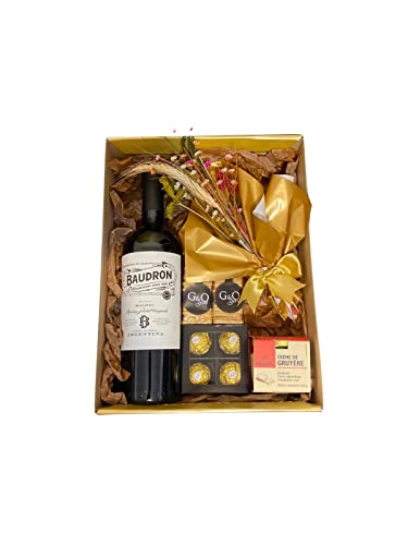 Cesta de Presente Gourmet com Vinho Flowers