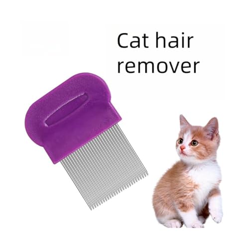 Runivor Pente de pulgas de gato dentes de aço inoxidável com alça de plástico, pente de remoção de p
