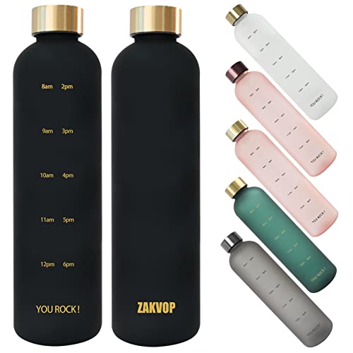 ZAKVOP 32oz Water Bottle with Times to Drink, Lightweight Motivational
