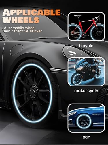 Image of 20PCS Car Wheel Reflective Decorative Strip,Night Safety Warning Stickers,Cars,Motorcycles,Bicycles are Applicable, Colorful and Diverse, a Street the Most Beautiful Car (Bling Blue)