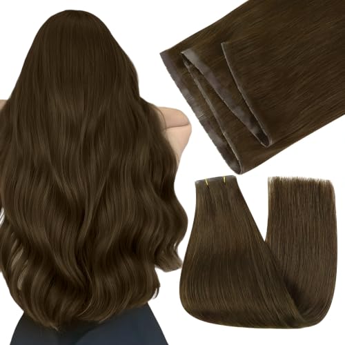 Image of Easyouth 100g 24 Inch Human Hair Butterfly Weft Extensions Brown, Genius Weft Hair Extensions Human Hair, Medium Brown, for First-Time Users, Long Straight Hair, Butterfly Wefts Real Human Hair