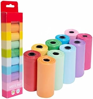 GOLDY Poo Bags Dogs Doggy Poop Leak Proof Heavy Duty Extra Thick Dog Waste Disposable Multicolour Poobag For Puppy Cat Training Pet Supplies Rainbow Assorted Colors(Size 22 X 29cm)(150Pack)