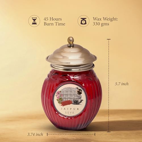 Image of SEVA HOME Ode to India Jaipur Scented Candle | Pink City Elegance | Exotic Spice & Floral Aroma | Long Lasting 45H Burn | Natural Soy Wax | Luxury Home Decor & Gifting