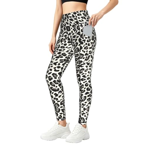 Leggings de leopardo negro para mujer mallas de compresión para gimnasio y fitness diario