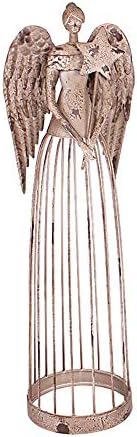 Attraction Design (ATTRG) Antiqued Metal Garden Angel Statue with Star Wand, Indoor Outdoor Angel Yard Art Decor Lawn Patio Decorations Holiday Decor Garden Art